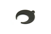Siyah Ay Tılsımı, 1 Döngülü 12 Oksitlenmiş Siyah Pirinç Hilal, Küpeler (16x14x0,80 mm) M01569 H0927