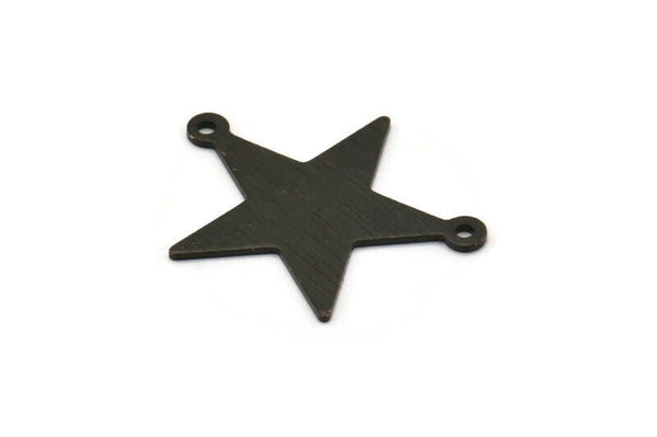 Siyah Yıldız Tılsımı, 2 Döngülü 8 Dokulu Oksitlenmiş Siyah Pirinç Yıldız Tılsımı (27x22x0,80 mm) M01576