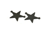 Siyah Yıldız Tılsımı, 2 Döngülü 8 Dokulu Oksitlenmiş Siyah Pirinç Yıldız Tılsımı (27x22x0,80 mm) M01576