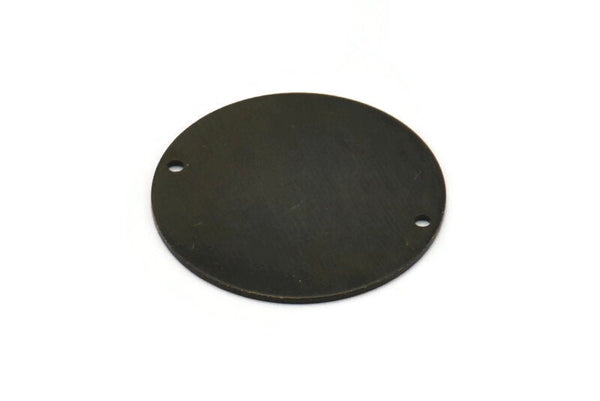 Siyah Yuvarlak Charm, 2 Delikli 2 Oksitlenmiş Siyah Pirinç Yuvarlak Charm, Bağlantı Elemanları (30x0,80 mm) M01581