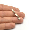 Silver Tone Beads - 50 Nickel Free Silver Tone Copper Long Tube Beads (2x40m) D0449