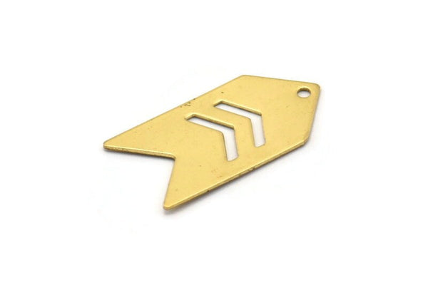 Brass Stamping Tag, 10 Raw Brass Arrow Stamping Pendant Tags With Chevron With 1 Hole (15x30x0.60mm) B0082