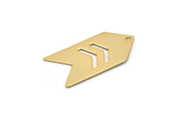 Arrow Chevron Pendant, 2 Gold Plated Arrow Stamping Pendant Tags With Chevron And 1 Hole (15x30x0.80mm) B0082