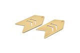 Arrow Chevron Pendant, 2 Gold Plated Arrow Stamping Pendant Tags With Chevron And 1 Hole (15x30x0.80mm) B0082