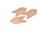 Arrow Chevron Pendant, 2 Rose Gold Plated Brass Arrow Stamping Pendant Tags With Chevron And 1 Hole (15x30x0.80mm) B0082