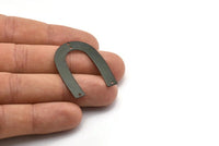 Black Geometric Charm, 6 Oxidized Black Brass U Shaped Pendants With 4 Holes, Charms, Findings (35x27x0.50mm) D0578 H1242