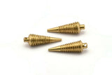 Raw Brass Spike, 5 Raw Brass Spike Tribal Pendants With 1 Loop (27x8mm) A0759