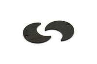 Siyah Ay Tılsımı, 1 Delikli 12 Dokulu Oksitlenmiş Siyah Pirinç Hilal Tılsımı (15x8x1mm) M01858