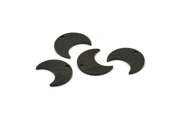 Siyah Ay Tılsımı, 1 Delikli 12 Dokulu Oksitlenmiş Siyah Pirinç Hilal Tılsımı (15x8x1mm) M01858