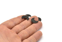 Siyah Ay Tılsımı, 1 Delikli 12 Dokulu Oksitlenmiş Siyah Pirinç Hilal Tılsımı (15x8x1mm) M01858