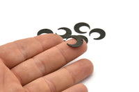 Siyah Ay Tılsımı, 1 Delikli 10 Dokulu Oksitlenmiş Siyah Pirinç Hilal Tılsımı (14x13,5x0,80 mm) M01648