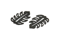 Siyah Yaprak Tılsımı, 1 Delikli 4 Oksitlenmiş Siyah Pirinç Yaprak Tılsımı, Yaprak Tılsımı Küpeleri (30x20x0,80 mm) M01700