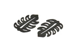 Siyah Yaprak Tılsımı, 1 Delikli 4 Oksitlenmiş Siyah Pirinç Yaprak Tılsımı, Yaprak Tılsımı Küpeleri (30x20x0,80 mm) M01700
