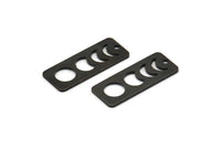 Siyah Dikdörtgen Charm, 1 Delikli 8 Oksitlenmiş Siyah Pirinç Ay Evreleri Charm'ı (25x10x0,80 mm) M01992 H0952