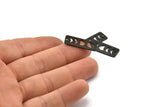 Siyah Dikdörtgen Charm, 1 Delikli 8 Oksitlenmiş Siyah Pirinç Ay Evreleri Charm'ı (25x10x0,80 mm) M01992 H0952
