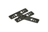 Siyah Dikdörtgen Charm, 2 Delikli 6 Oksitlenmiş Siyah Pirinç Ay Evreleri Charm'ı (40x10x0,80 mm) M01828
