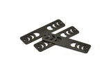 Siyah Dikdörtgen Charm, 2 Delikli 6 Oksitlenmiş Siyah Pirinç Ay Evreleri Charm'ı (40x10x0,80 mm) M01828