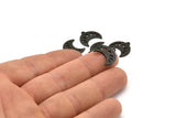 Siyah Ay Tılsımı, 1 Döngülü 12 Oksitlenmiş Siyah Pirinç Hilal Evreleri Tılsımı (15x9x1mm) M01994