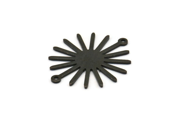 Siyah Güneş Charm, 2 Döngülü 10 Oksitlenmiş Siyah Pirinç Güneş Bağlantı Parçası, Kolye Uçları (29x25x0,80 mm) M01655 H0600