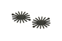 Siyah Güneş Charm, 2 Döngülü 10 Oksitlenmiş Siyah Pirinç Güneş Bağlantı Parçası, Kolye Uçları (29x25x0,80 mm) M01655 H0600
