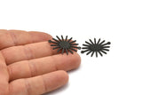 Siyah Güneş Charm, 2 Döngülü 10 Oksitlenmiş Siyah Pirinç Güneş Bağlantı Parçası, Kolye Uçları (29x25x0,80 mm) M01655 H0600