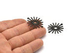 Siyah Güneş Charm, 2 Döngülü 8 Dokulu Oksitlenmiş Siyah Pirinç Güneş Bağlantı Parçası, Kolye Uçları (29x25x0,80 mm) M01673 H1057