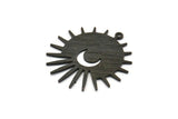 Siyah Güneş Tılsımı, 1 Döngülü 4 Dokulu Oksitlenmiş Siyah Pirinç Güneş ve Hilal Tılsımı, Bulgular (29x28x0,80 mm) M02009