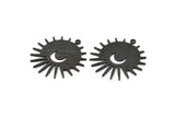 Siyah Güneş Tılsımı, 1 Döngülü 4 Dokulu Oksitlenmiş Siyah Pirinç Güneş ve Hilal Tılsımı, Bulgular (29x28x0,80 mm) M02009