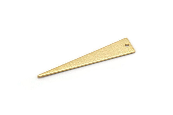 Gold Triangle Charm, 4 Textured Gold Plated Brass Triangle Charms With 1 Hole, Findings (40x8x0.80mm) M147 H0861