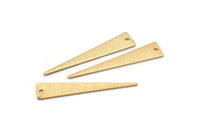 Gold Triangle Charm, 4 Textured Gold Plated Brass Triangle Charms With 1 Hole, Findings (40x8x0.80mm) M147 H0861