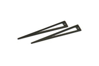 Black Triangle Charm, 8 Textured Oxidized Black Brass Triangle Charms With 1 Hole, Findings (50x8x0.80mm) M155