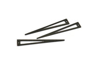 Black Triangle Charm, 8 Textured Oxidized Black Brass Triangle Charms With 1 Hole, Findings (50x8x0.80mm) M155