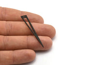 Black Triangle Charm, 8 Textured Oxidized Black Brass Triangle Charms With 1 Hole, Findings (50x8x0.80mm) M155