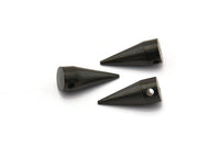 Black Spike Tribal , 6 Oxidized Brass Black  Spike Tribal Pendant (18x7mm) A0762 S484