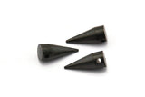 Black Spike Tribal , 6 Oxidized Brass Black  Spike Tribal Pendant (18x7mm) A0762 S484