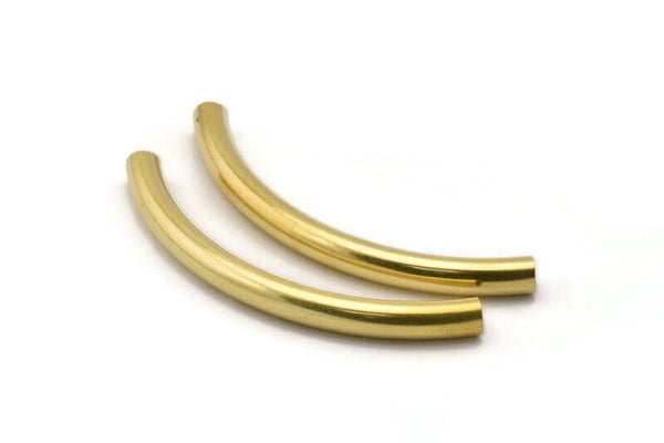 Brass Noodle Tubes - 12 Raw Brass Curved Tube Findings (7x78mm) Bt002 Brc253