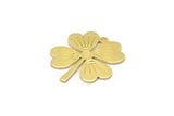 Brass Leaf Charm, 10 Raw Brass Four Leaf Clover Charms With 1 Hole, Charm Earrings (21x19x0.70mm) M02859