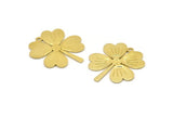 Brass Leaf Charm, 6 Raw Brass Four Leaf Clover Charms With 1 Hole, Charm Earrings (27x25x0.80mm) M02861