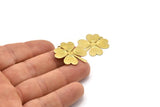 Brass Leaf Charm, 6 Raw Brass Four Leaf Clover Charms With 1 Hole, Charm Earrings (27x25x0.80mm) M02861