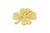 Brass Leaf Charm, 6 Textured Raw Brass Four Leaf Clover Charms With 1 Hole, Charm Earrings (27x25x0.80mm) M02862