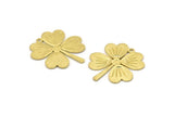 Brass Leaf Charm, 6 Textured Raw Brass Four Leaf Clover Charms With 1 Hole, Charm Earrings (27x25x0.80mm) M02862