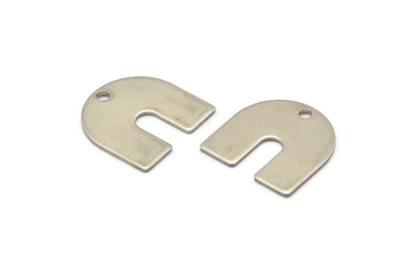 Steel U Shaped Charm, 24 Steel U Shaped Charms With 1 Hole, Blanks (15x0.70mm) M02856