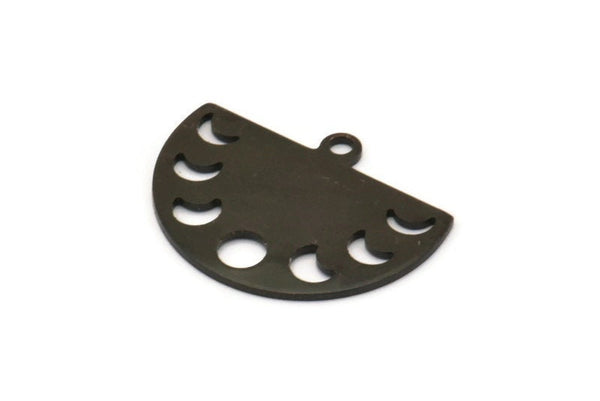 Siyah Ay Tılsımı, 1 Döngülü 8 Oksitlenmiş Siyah Pirinç Ay Evreleri Tılsımı (22x17x0,80 mm) M01550