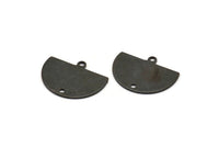 Yarım Daire Charm, 1 Döngü ve 1 Delikli 8 Oksitlenmiş Siyah Pirinç Yarım Ay Charm, Damgalama Boşluğu (22x17x0,70 mm) M01552