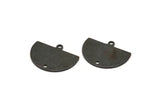 Yarım Daire Charm, 1 Döngü ve 1 Delikli 8 Oksitlenmiş Siyah Pirinç Yarım Ay Charm, Damgalama Boşluğu (22x17x0,70 mm) M01552