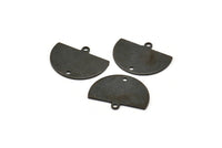 Yarım Daire Charm, 1 Döngü ve 1 Delikli 8 Oksitlenmiş Siyah Pirinç Yarım Ay Charm, Damgalama Boşluğu (22x17x0,70 mm) M01552