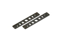 Siyah Dikdörtgen Charm, 2 Delikli 10 Çekiçlenmiş Oksitlenmiş Siyah Pirinç Ay Evreleri Charm'ı, Damgalama Boşlukları (40x6x0,80 mm) M01515 H0209