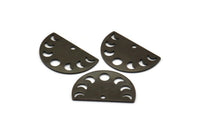 Siyah Ay Tılsımı, 1 Delikli 10 Oksitlenmiş Siyah Pirinç Ay Evreleri Tılsımı (22x14x0,80 mm) M01547