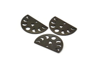 Siyah Yıldız Charm, 1 Delikli 8 Oksitlenmiş Siyah Pirinç Ay Evreleri Charm (22x14x0,80 mm) M01545