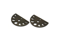 Siyah Yıldız Charm, 1 Delikli 8 Oksitlenmiş Siyah Pirinç Ay Evreleri Charm (22x14x0,80 mm) M01545
